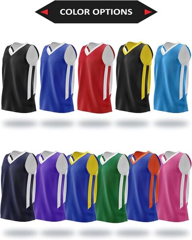 Pack of 10 Reversible Men's Mesh Performance Athletic Basketball Jerseys - Blank Team Uniforms for Sports Scrimmage Bulk in Kuwait