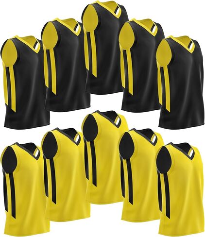 Pack of 10 Reversible Men's Mesh Performance Athletic Basketball Jerseys - Blank Team Uniforms for Sports Scrimmage Bulk in Kuwait
