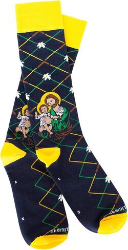 Sock Religious St. Joseph Blue and Gold Polyester Blend Novelty Religious Socks, Youth in Kuwait