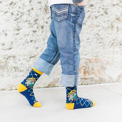 Sock Religious St. Joseph Blue and Gold Polyester Blend Novelty Religious Socks, Youth in Kuwait