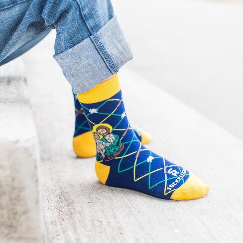 Sock Religious St. Joseph Blue and Gold Polyester Blend Novelty Religious Socks, Youth in Kuwait