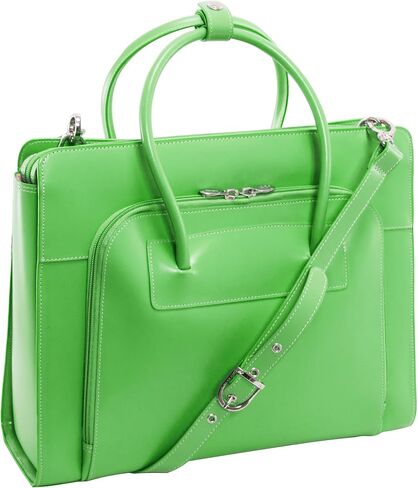 McKlein, W Series, Lake Forest, Top Grain Cowhide Leather, 15" Leather Ladies' Laptop Briefcase w/Removable Sleeve, Green (94331) in Kuwait