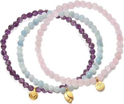 مجموعة أساور نسائية من Satya Jewelry مطلية بالذهب الأصفر عيار 18 قيراط والجمشت والكوارتز والأكوامارين in Kuwait