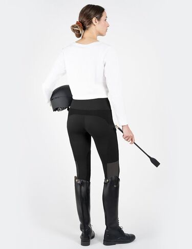 FitsT4 Women's Horse Riding Tights Pockets Knee-Patch Cooling Mesh Equestrian Breeches Black in Saudi Arabia