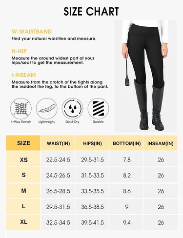 FitsT4 Women's Horse Riding Tights Pockets Knee-Patch Cooling Mesh Equestrian Breeches Black in Saudi Arabia