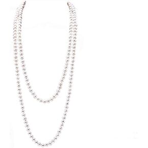JYX Long Pearl Necklace 9-10mm AAA Classic White Round Freshwater Pearl Sweater Necklace 64" in Saudi Arabia
