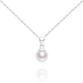 AAAA Round Pendant Single Pearl Necklace Sterling Silver Freshwater Cultured Pearl Necklace for Women 16-18 inch in Kuwait