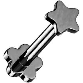 Pierced Owl - 16GA G23 Implant Grade Titanium Star Top Threadless Push in Flower Base Stud