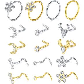حلقات الأنف من AVYRING، ترصيع الأنف، حلقات الأنف، ثقب الأنف، ثقب الأنف على شكل حرف L، حلقة الأنف الفولاذية الجراحية، ثقب الأنف، حلقات الأنف للنساء، مسمار الأنف، ثقب الأنف، فضي، ذهبي، أسود، 20 جرام in Kuwait