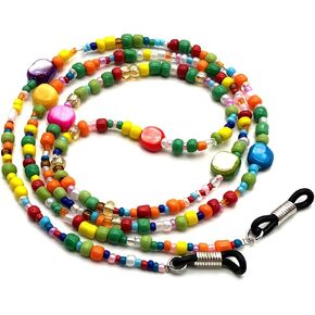 Genericaa زجاج مطرز سلسلة النظارات للنساء، نمط بوهيمي نمط اللون الخرز الحبل المزدوج الأغراض قناع حزام ، النظارات الشمسية حامل سلسلة حول الرقبة نظارات الشريط سلاسل للنساء والأطفال البنات هدية in Kuwait