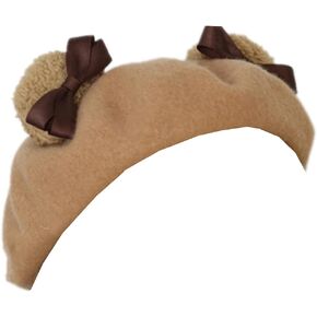 Handmade Kawaii Anime Cartoon Lolita Beret Hat Bear Ear Cosplay Vintage Lolita Wool Cap Warm Beanie Hat for Women Girls in Saudi Arabia