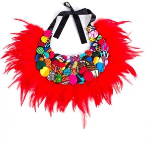 HollandaisWax African Ankara Handmade Neckpiece Button Burr Splicing Necklace for Women Jewellery in Kuwait