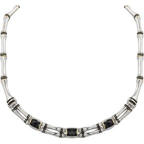 قلادة جون ميديروس مطلية بالذهب والفضة بدرجتين 40.64 سم مع أحجار سوداء مصنوعة في الولايات المتحدة الأمريكية in Kuwait