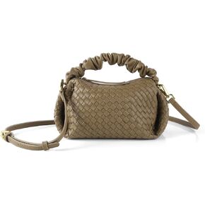 SHARPAD Woven Handbags For Women, Vegan Leather Crossbody Bag With Detachable Strap Shoulderbag, Weave Wristlet Clutch
