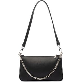 MAALEX Small Shoulder Bag with Removable Strap and Chain, CrossBody Clutch Tote Purse Handbag for Women Vegan Leather with Zipper Closure, Black in Saudi Arabia