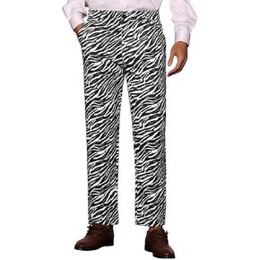 Lars Amadeus Animal Printed Dress Pants for Men's Flat Front Regular Fit Party Trousers in Kuwait