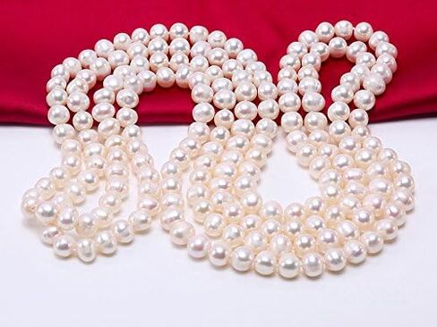 عقد JYX مزين بلآلئ مقاس AAA 9.0مم كلاسيكي مسطح دائري أبيض لؤلؤي 16-64" in Saudi Arabia
