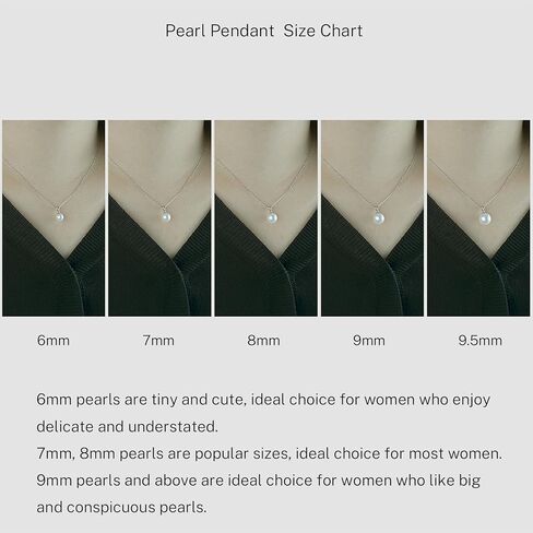 AAAA Round Pendant Single Pearl Necklace Sterling Silver Freshwater Cultured Pearl Necklace for Women 16-18 inch in Kuwait