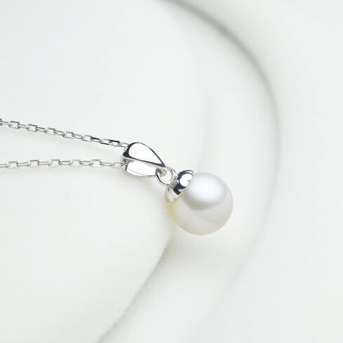 AAAA Round Pendant Single Pearl Necklace Sterling Silver Freshwater Cultured Pearl Necklace for Women 16-18 inch in Kuwait