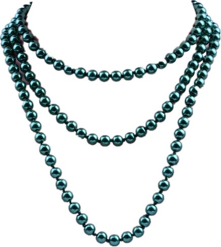1920s Long Pearl Necklace Faux Pearls Necklace Imitation Beaded Long Pearls Necklace 1920s Gatsby Costume Jewelry in Saudi Arabia