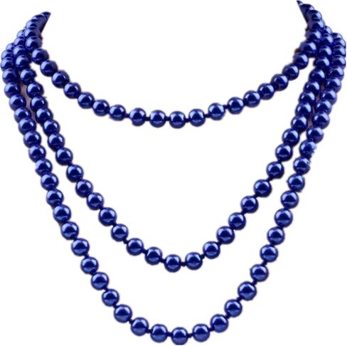 1920s Long Pearl Necklace Faux Pearls Necklace Imitation Beaded Long Pearls Necklace 1920s Gatsby Costume Jewelry in Saudi Arabia