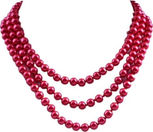 1920s Long Pearl Necklace Faux Pearls Necklace Imitation Beaded Long Pearls Necklace 1920s Gatsby Costume Jewelry in Saudi Arabia