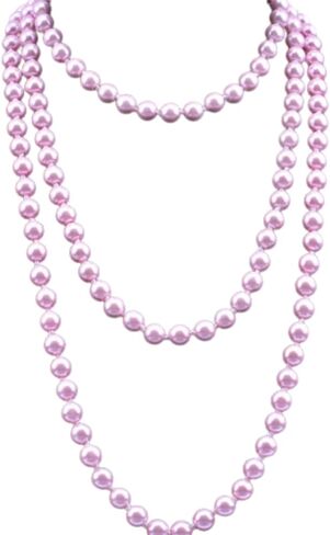 1920s Long Pearl Necklace Faux Pearls Necklace Imitation Beaded Long Pearls Necklace 1920s Gatsby Costume Jewelry in Saudi Arabia