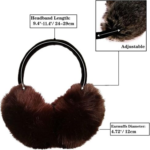 Millton Womens Faux Rabbit Fur Earmuffs Winter Outdoor Ear Warmers Girls Earmuffs,Foldable in Saudi Arabia