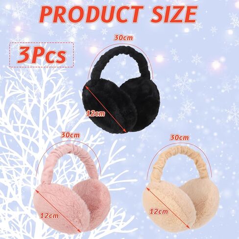 DragonflyDreams 3 عبوات من أغطية الأذن الشتوية من الفرو الصناعي أغطية أذن دافئة قابلة للطي لتدفئة الأذن الناعمة للتزلج في الهواء الطلق in Kuwait