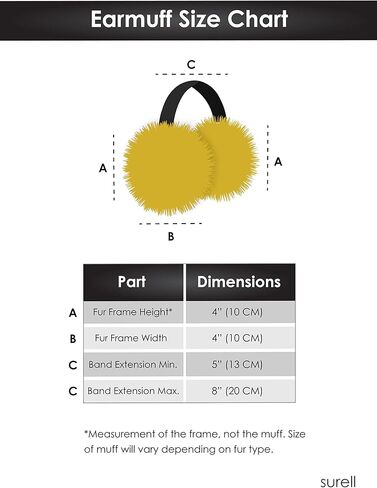 Surell Genuine Soft Beige Coyote Fur Earmuffs with Black Non Adjustable Velvet Head Band - Winter Fashion Ear Warmers - Perfect Elegant Women's Luxury Gift in Saudi Arabia