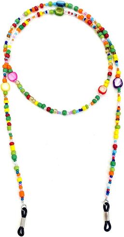 Genericaa زجاج مطرز سلسلة النظارات للنساء، نمط بوهيمي نمط اللون الخرز الحبل المزدوج الأغراض قناع حزام ، النظارات الشمسية حامل سلسلة حول الرقبة نظارات الشريط سلاسل للنساء والأطفال البنات هدية in Kuwait