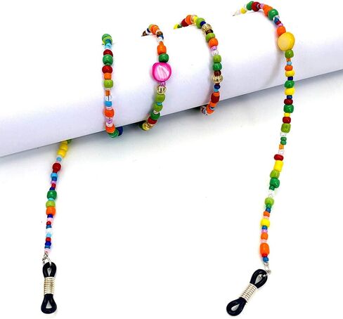 Genericaa زجاج مطرز سلسلة النظارات للنساء، نمط بوهيمي نمط اللون الخرز الحبل المزدوج الأغراض قناع حزام ، النظارات الشمسية حامل سلسلة حول الرقبة نظارات الشريط سلاسل للنساء والأطفال البنات هدية in Kuwait