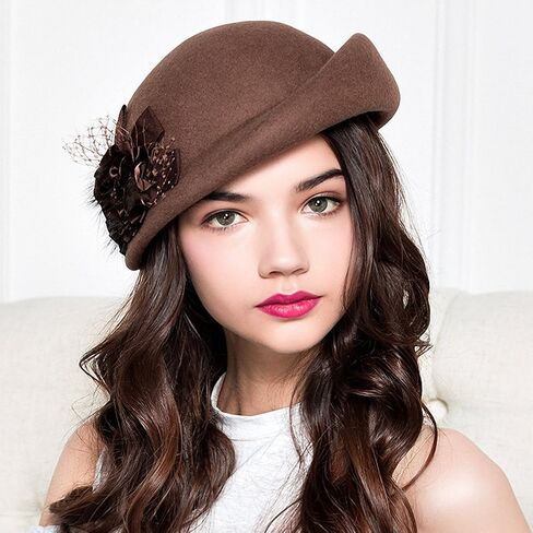 Maitose® Women's Lace Flower Wool Beret Cap in Kuwait