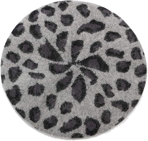 قبعة بيريه بطباعة الفهد من Joylife قبعات فنان فرنسي محبوكة قبعات شتوية ناعمة للنساء in Kuwait