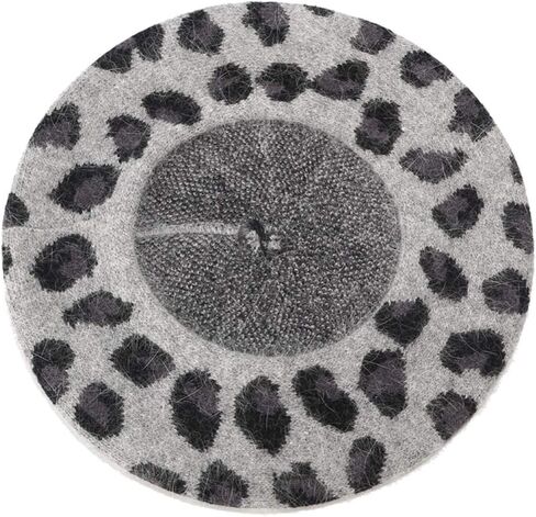 قبعة بيريه بطباعة الفهد من Joylife قبعات فنان فرنسي محبوكة قبعات شتوية ناعمة للنساء in Kuwait