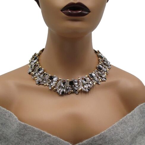 Trimscraft حجر الراين مريلة بيان طوق قلادة مكتنزة المختنق زي مجوهرات للنساء in Kuwait