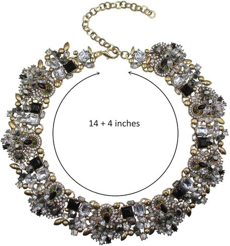 Trimscraft حجر الراين مريلة بيان طوق قلادة مكتنزة المختنق زي مجوهرات للنساء in Kuwait