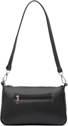 MAALEX Small Shoulder Bag with Removable Strap and Chain, CrossBody Clutch Tote Purse Handbag for Women Vegan Leather with Zipper Closure, Black in Saudi Arabia