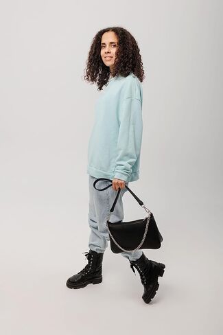 MAALEX Small Shoulder Bag with Removable Strap and Chain, CrossBody Clutch Tote Purse Handbag for Women Vegan Leather with Zipper Closure, Black in Saudi Arabia