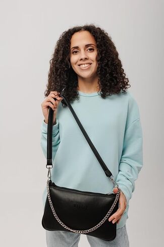 MAALEX Small Shoulder Bag with Removable Strap and Chain, CrossBody Clutch Tote Purse Handbag for Women Vegan Leather with Zipper Closure, Black in Saudi Arabia