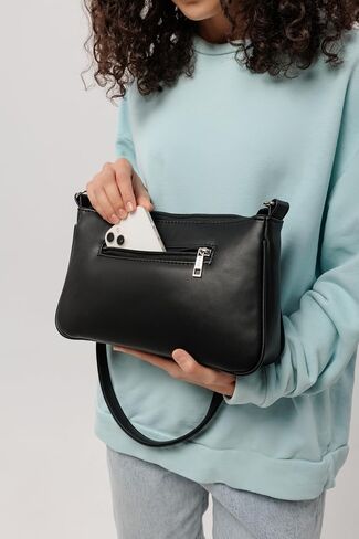 MAALEX Small Shoulder Bag with Removable Strap and Chain, CrossBody Clutch Tote Purse Handbag for Women Vegan Leather with Zipper Closure, Black in Saudi Arabia