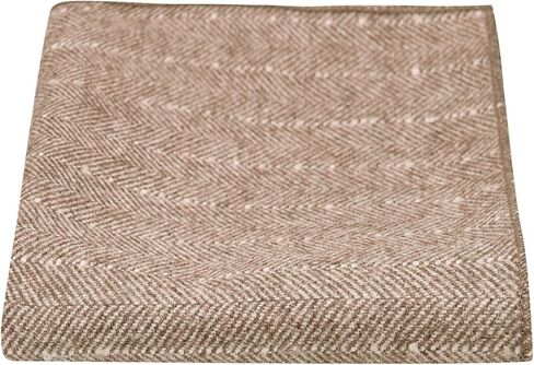 King & Priory Tan Brown Herringbone with Pinstripe Pocket Square, Handkerchief, Tweed in Saudi Arabia