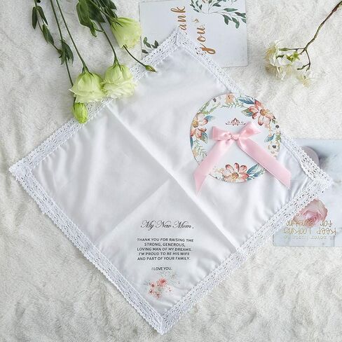 Udobuy هدية منديل الزفاف للعروس الأم الأب الجدة الأصدقاء، هالوين الزفاف المطبوعة ، تذكار الأم لأم. in Kuwait