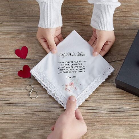 Udobuy هدية منديل الزفاف للعروس الأم الأب الجدة الأصدقاء، هالوين الزفاف المطبوعة ، تذكار الأم لأم. in Kuwait