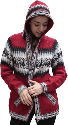Little Llamas Hooded Alpaca Wool Knitted Jacket Hoodie Sweater in Saudi Arabia