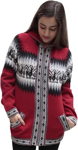 Little Llamas Hooded Alpaca Wool Knitted Jacket Hoodie Sweater in Saudi Arabia