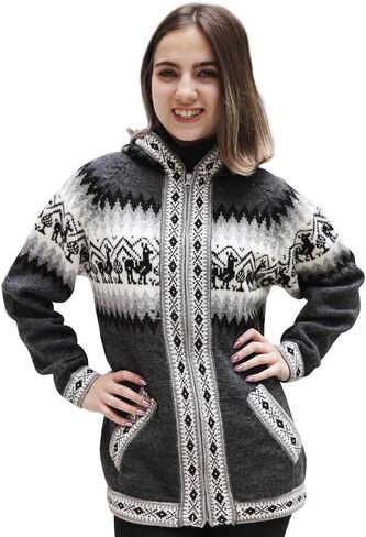 Little Llamas Hooded Alpaca Wool Knitted Jacket Hoodie Sweater in Saudi Arabia