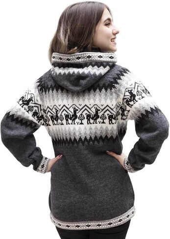 Little Llamas Hooded Alpaca Wool Knitted Jacket Hoodie Sweater in Saudi Arabia