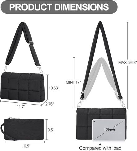 CLUCI Puffer Shoulder Bag Puffy Crossbody Purses for Women Quilted Tote Handbag in Kuwait