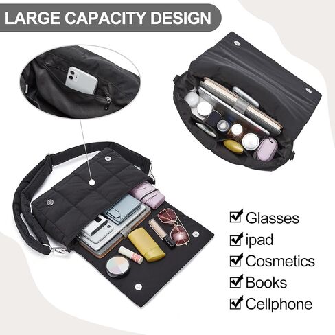 CLUCI Puffer Shoulder Bag Puffy Crossbody Purses for Women Quilted Tote Handbag in Kuwait